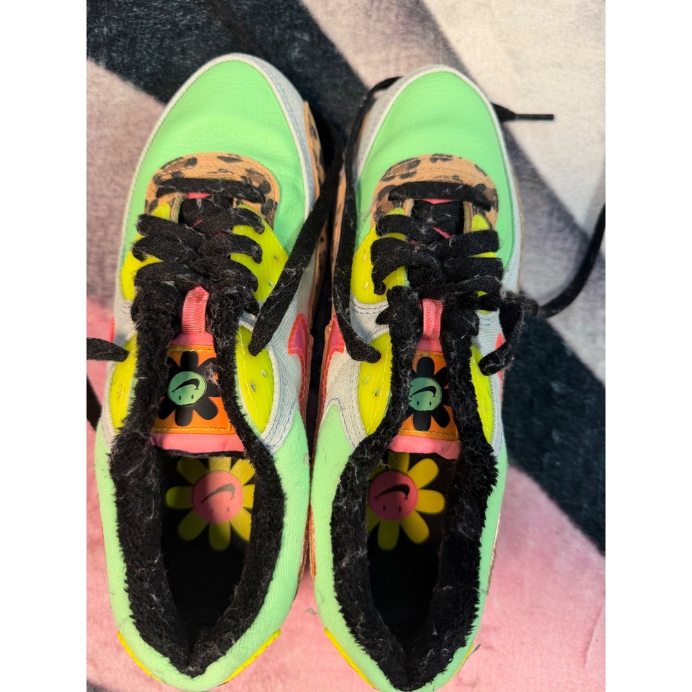 Nike Air Max 90 LX Leopard Print Neon Green Pink W Sneakers CW3499-300 Size 8
